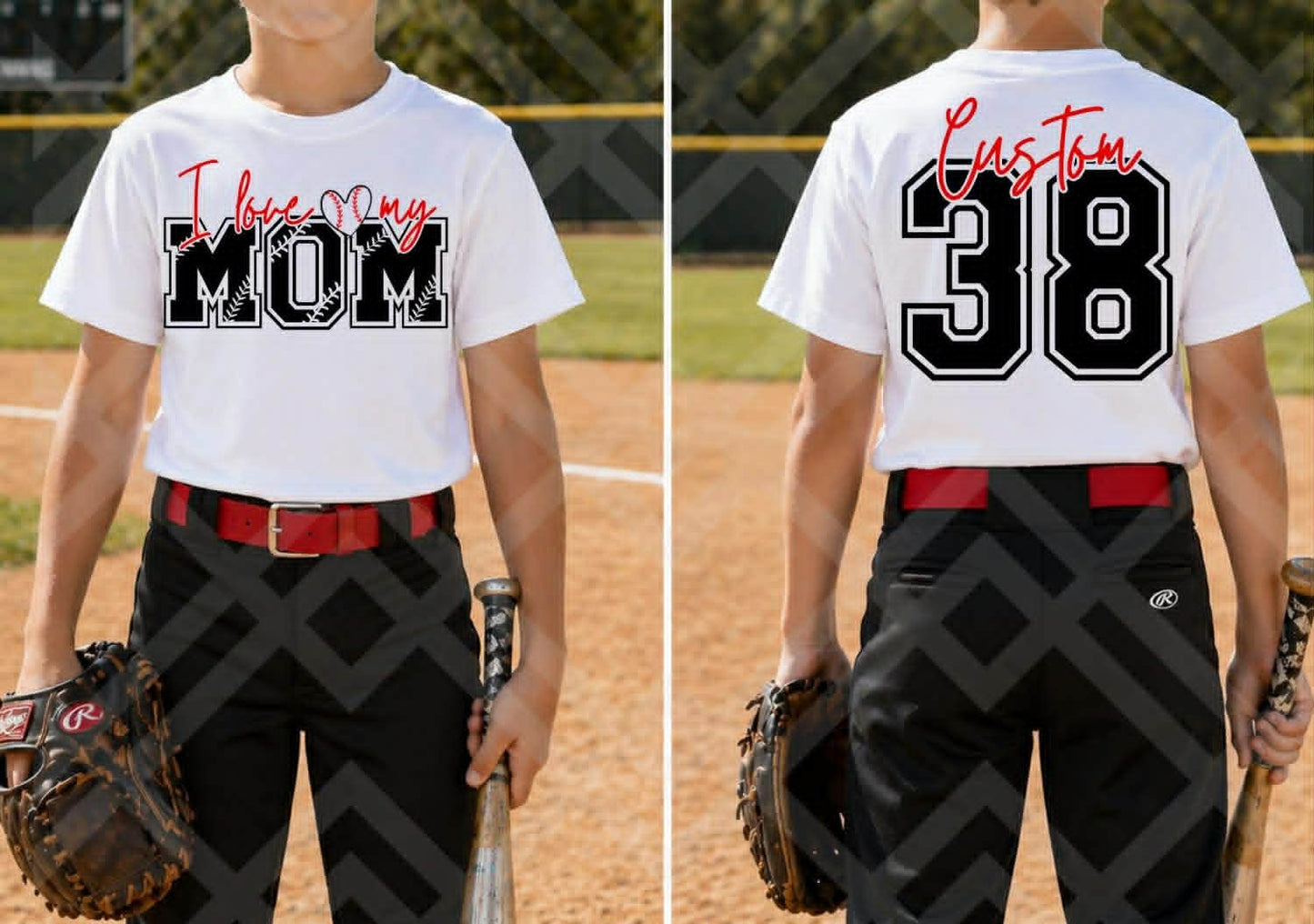 I Love My Mom Softball/Baseball Custom Tee