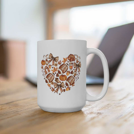 Fall Heart Football Mug