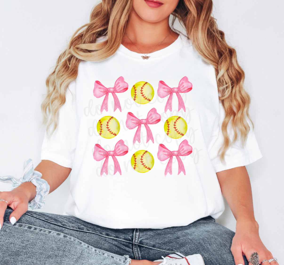 Pink Coquette Softball Tee