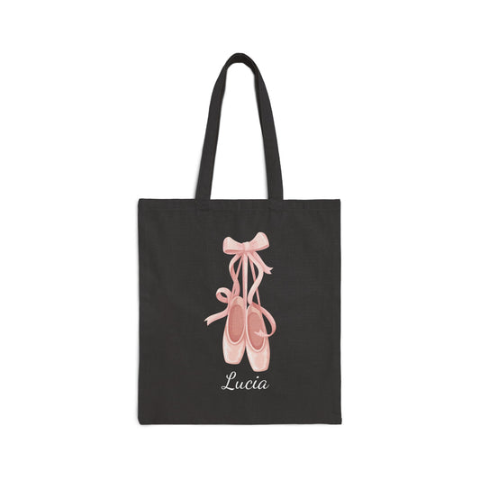 Custom Name Ballet Slipper Canvas Tote