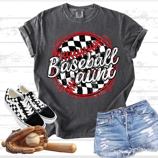 Black Check Baseball Tee